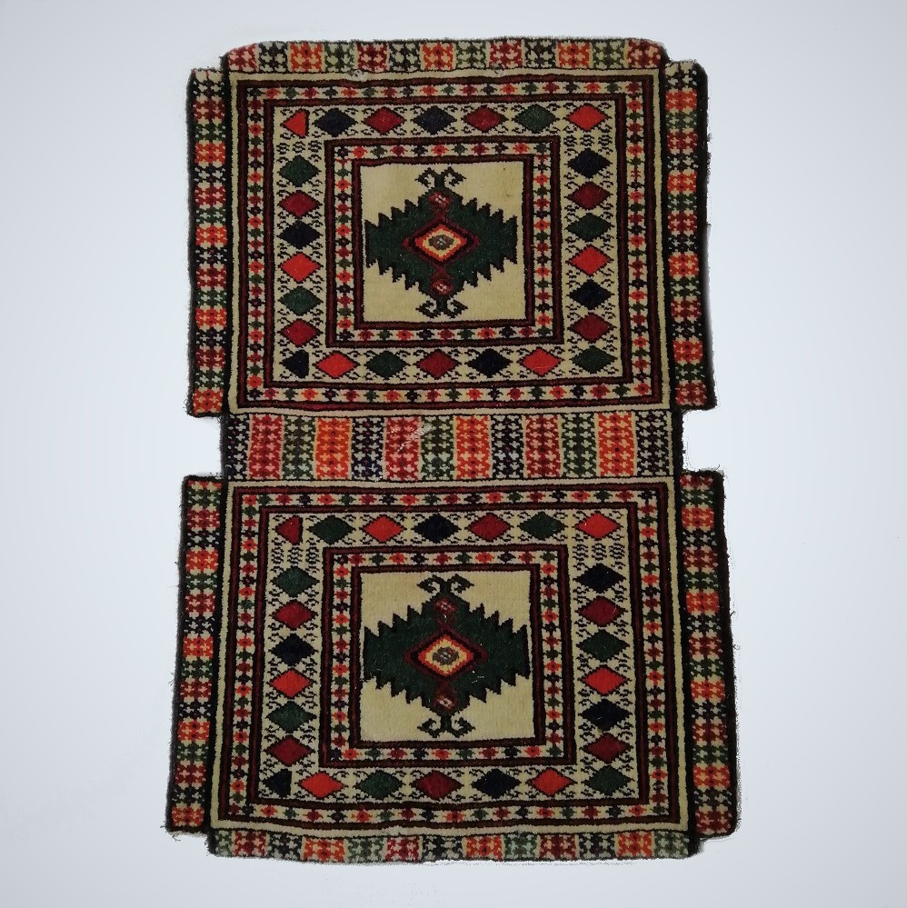 アンティーク絨毯 ジャフ・クルドのバッグフェイス 手織り トライバルラグ-